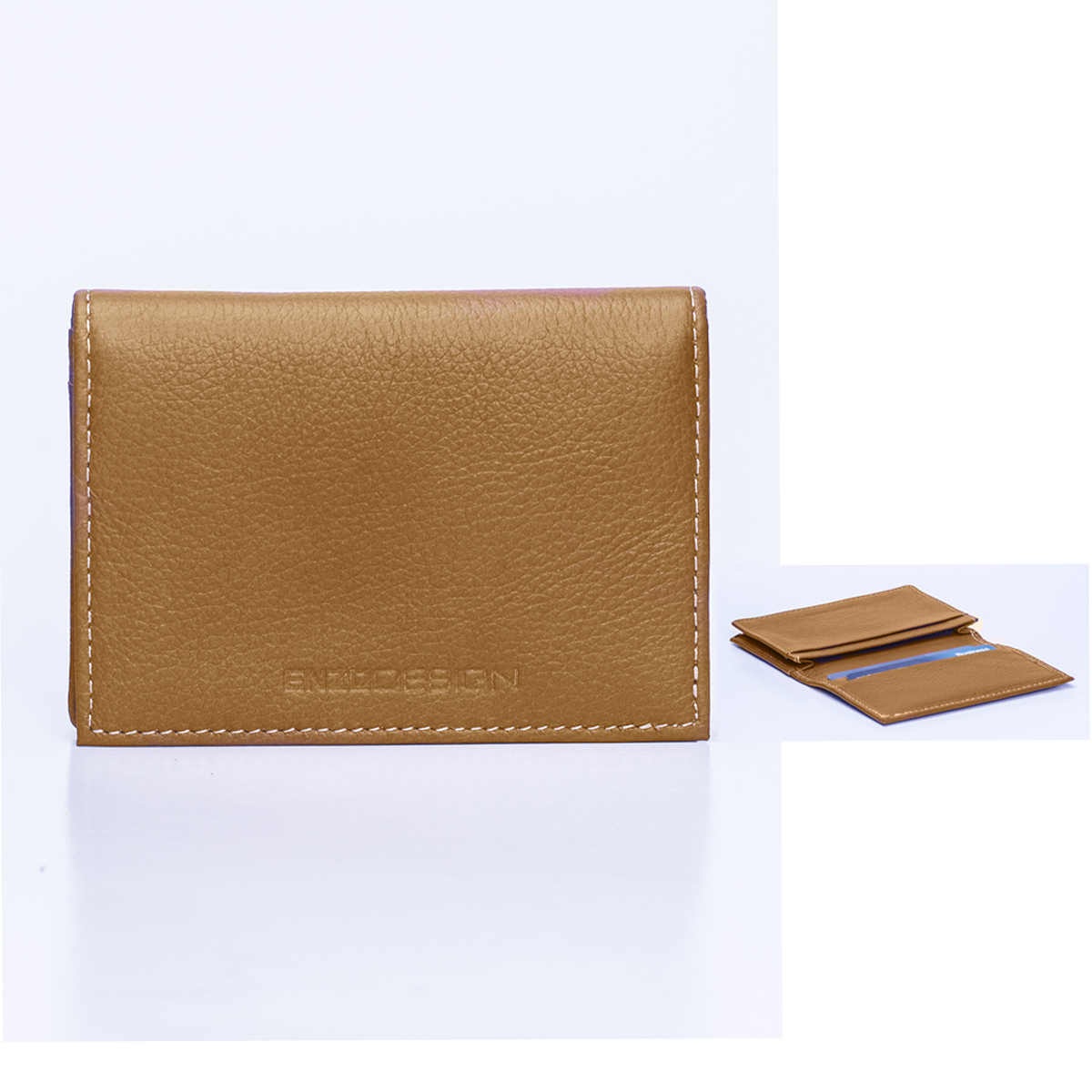 Soho Tan Color Leather Business Card Holder
