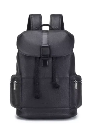 FidGuard Pebble Grained Leather Backpack(B13313-BLK)