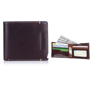 Two Tone 14 Card Slots Italian Leather Bi-fold Wallet ( LWK17MT-E)
